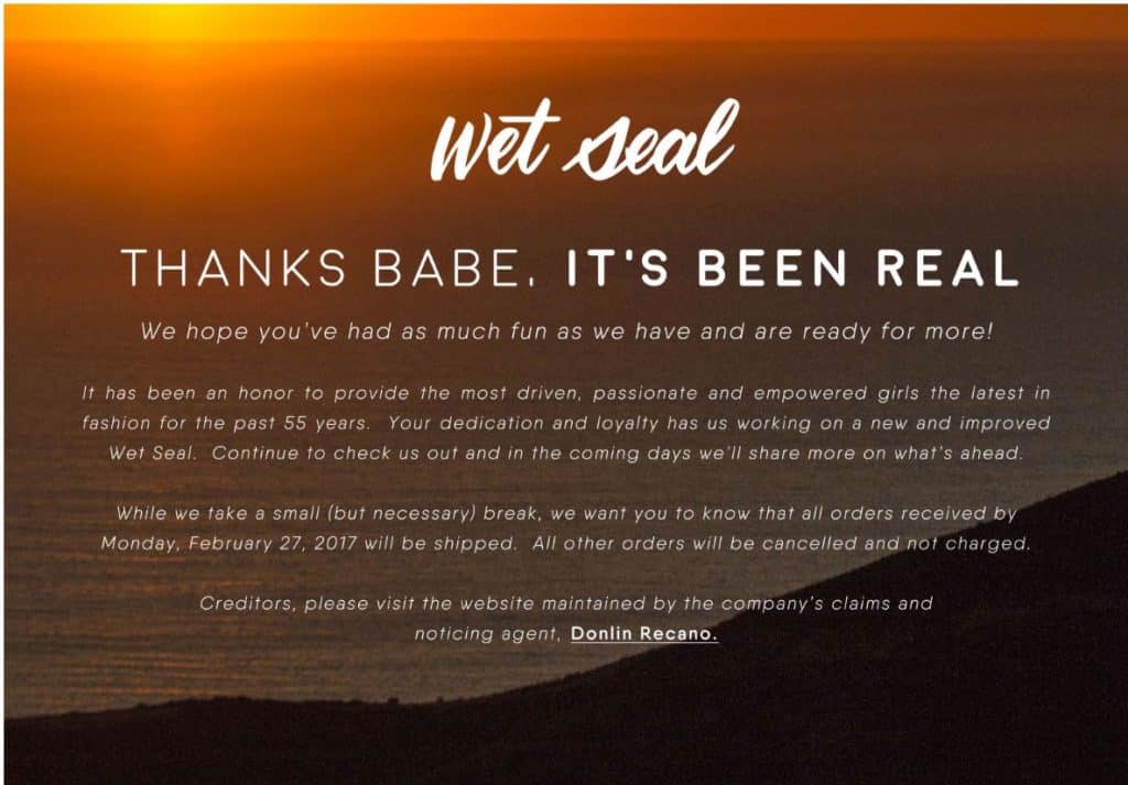 Wet Seal sells for $3 million in a bankruptcy auction