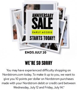Nordstrom anniversary sale sorry email