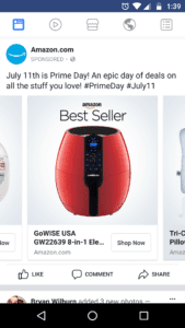 Amazon Prime Day 2017 ad on mobile phone