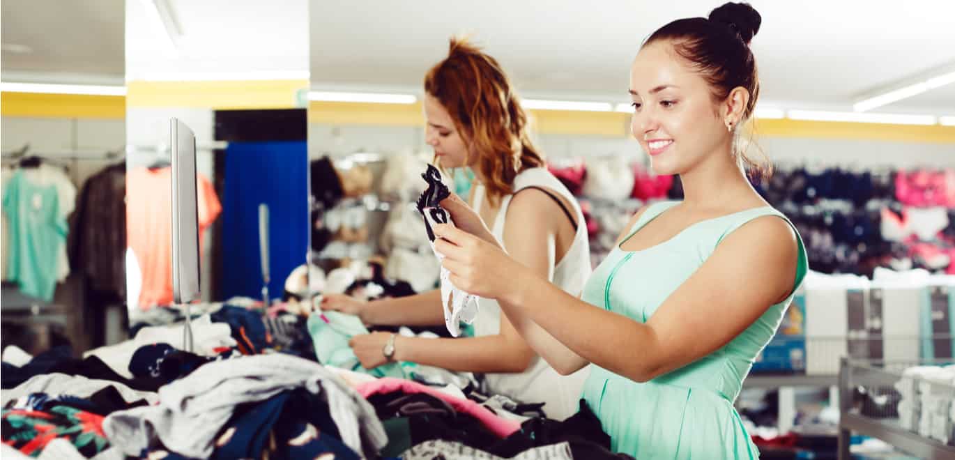 Off shopping. Woman's panty shopping