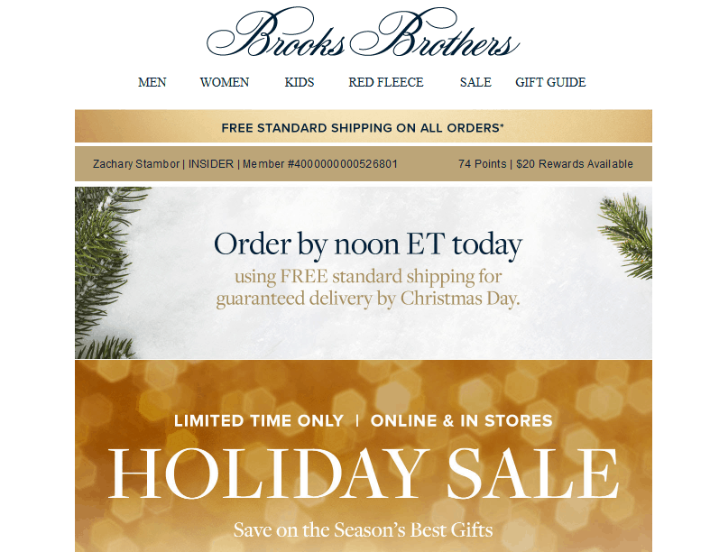 Brooks Brothers Dec. 18 email