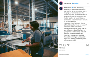 Fracture's informative Instagram post about cleaning facilities during the coronavirus outbreak