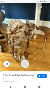 Screenshot of the augmented reality feature on MysteryRanch.com