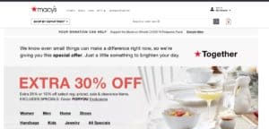 Macys.com’s homepage features a together message. 