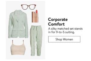 A marketing email from Nordstrom with the image of a sweat suit and the caption "Corporate Comfort. A silk matched set stands in for 9-to-5 suiting."