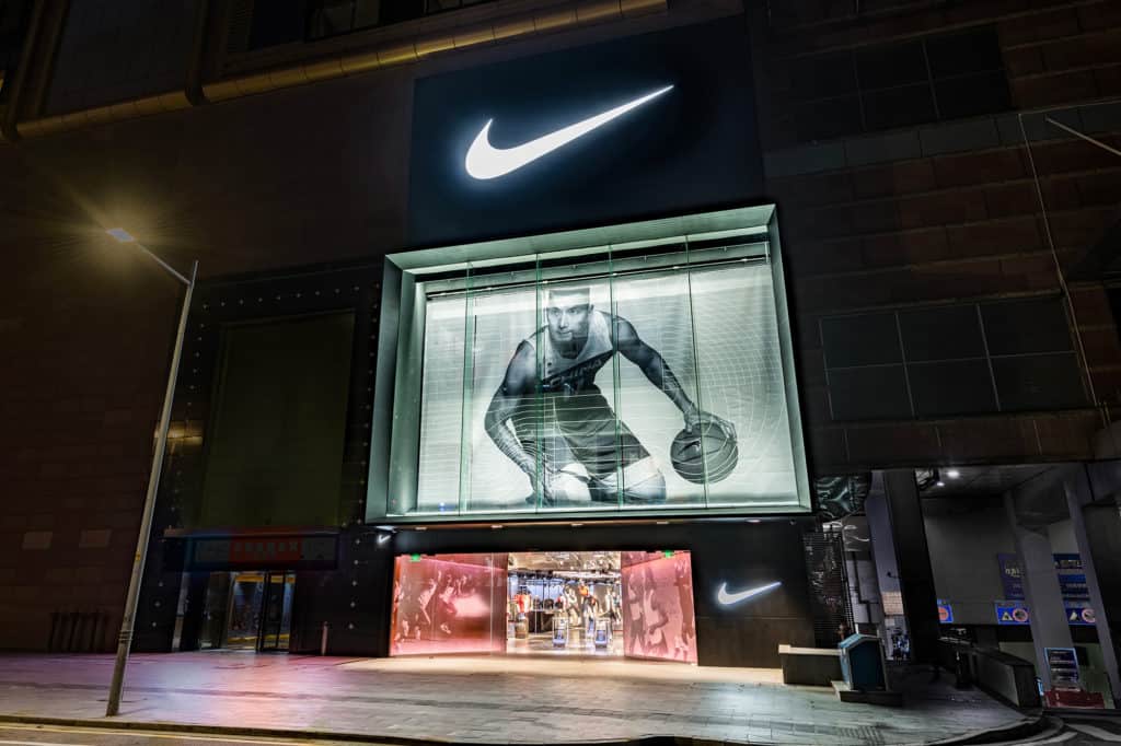 The reformated Nike store in Guangzhou allows shoppers to book Nike-sponsored workshops and workouts, as well as use the Nike Fit foot-scanning technology to find the right shoe size.