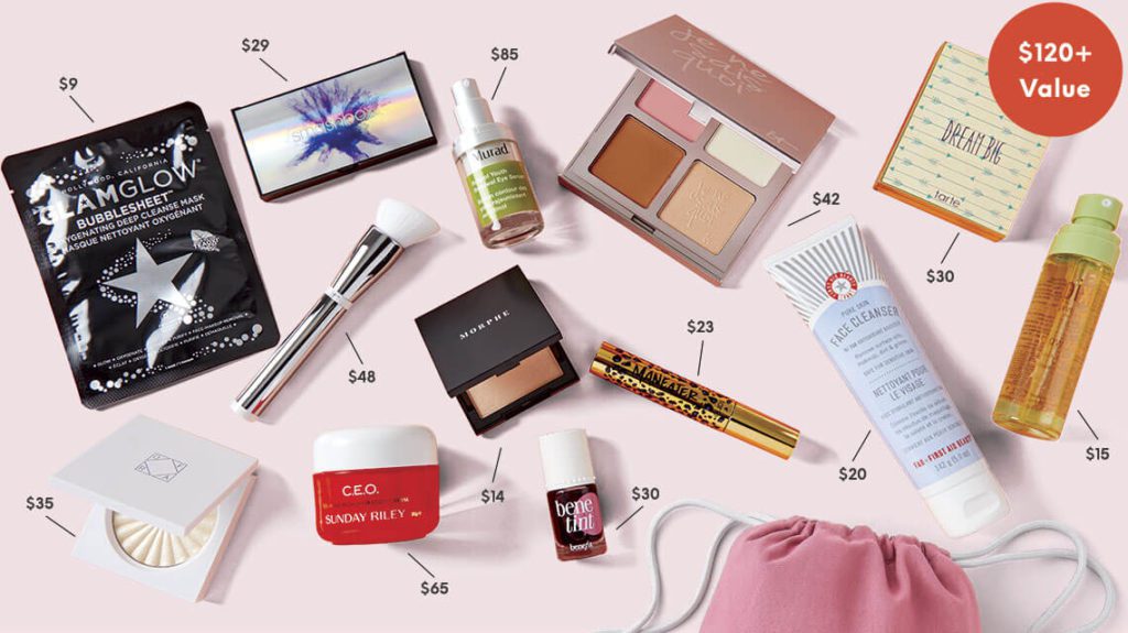 Makeup products that could be part of an Ipsy Glam Bag