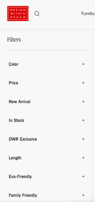 An example of the filtering options available on DWR.com.