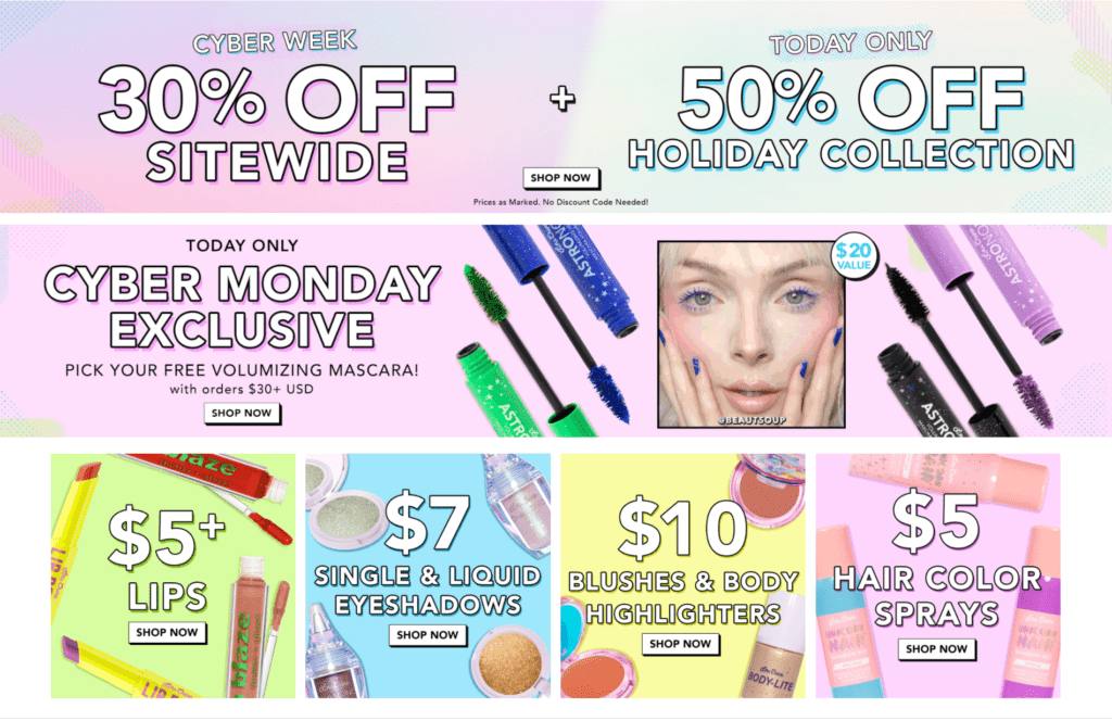 Cyber Monday do Lime Crime