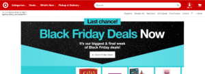 Quatro dias antes da Black Friday, a Target.com anuncia que é a última chance de negócios online da Black Friday. 