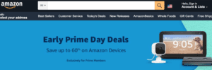 Amazon Prime Day home page screen shot, Oct. 9.