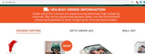 Shutterfly.com encourages shoppers to select Rush Shipping to avoid delays on its home page in mid-November. 