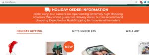Shutterfly.com encourages shoppers to select Rush Shipping to avoid delays on its home page in mid-November.
