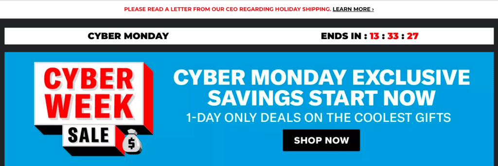 GameStop promotes Cyber Week sales as well as a letter from its CEO.
