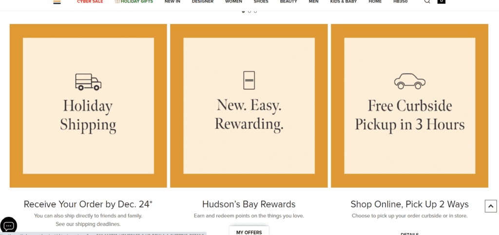 Hudson's Bay shares information to ensure its customers receive their orders by Dec. 24.