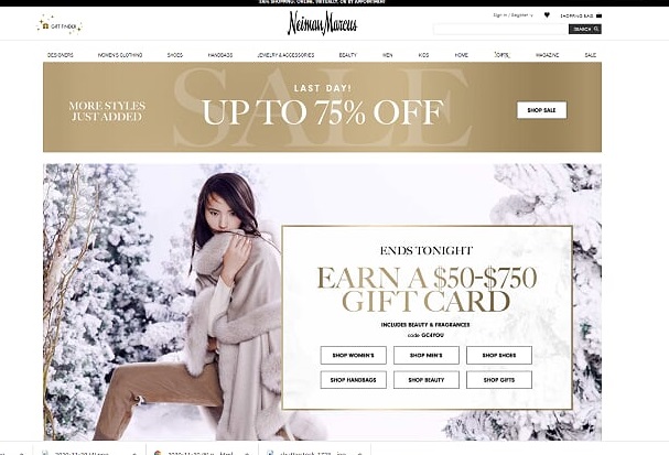 Neiman Marcus promotes a sale without calling out Cyber Monday specifically.