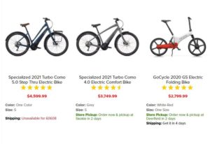 EriksBikeShop.com adds a location feature to show when a product is in stock and where.