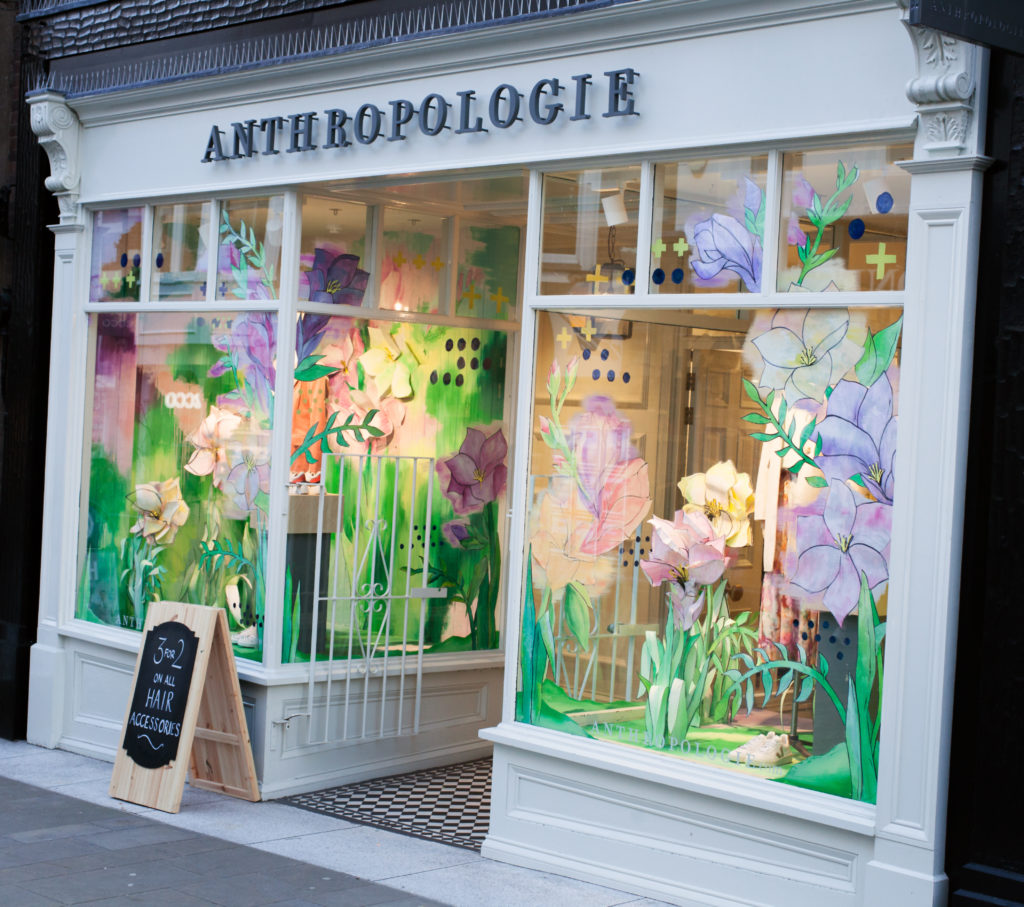 Anthropologie store decorated for spring