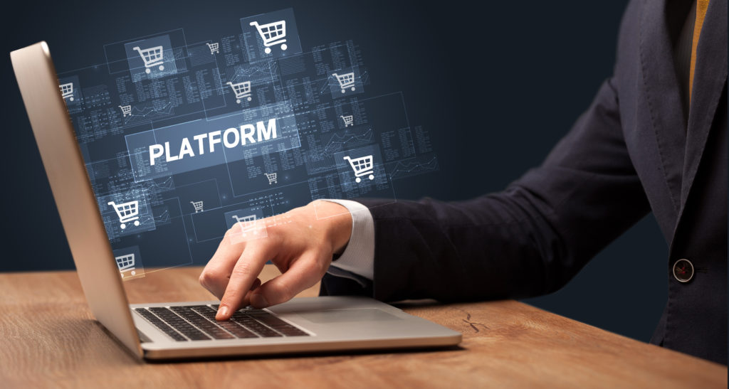 ecommerce platform report. man on laptop