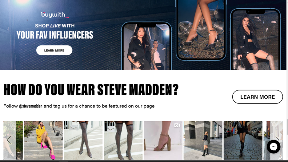 Steve Madden allows visitors to shop live with their favorite influencers