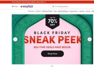 Wayfair.com displays Black Friday level deals on Nov. 9.