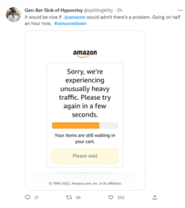 Amazon outage Twitter 2022