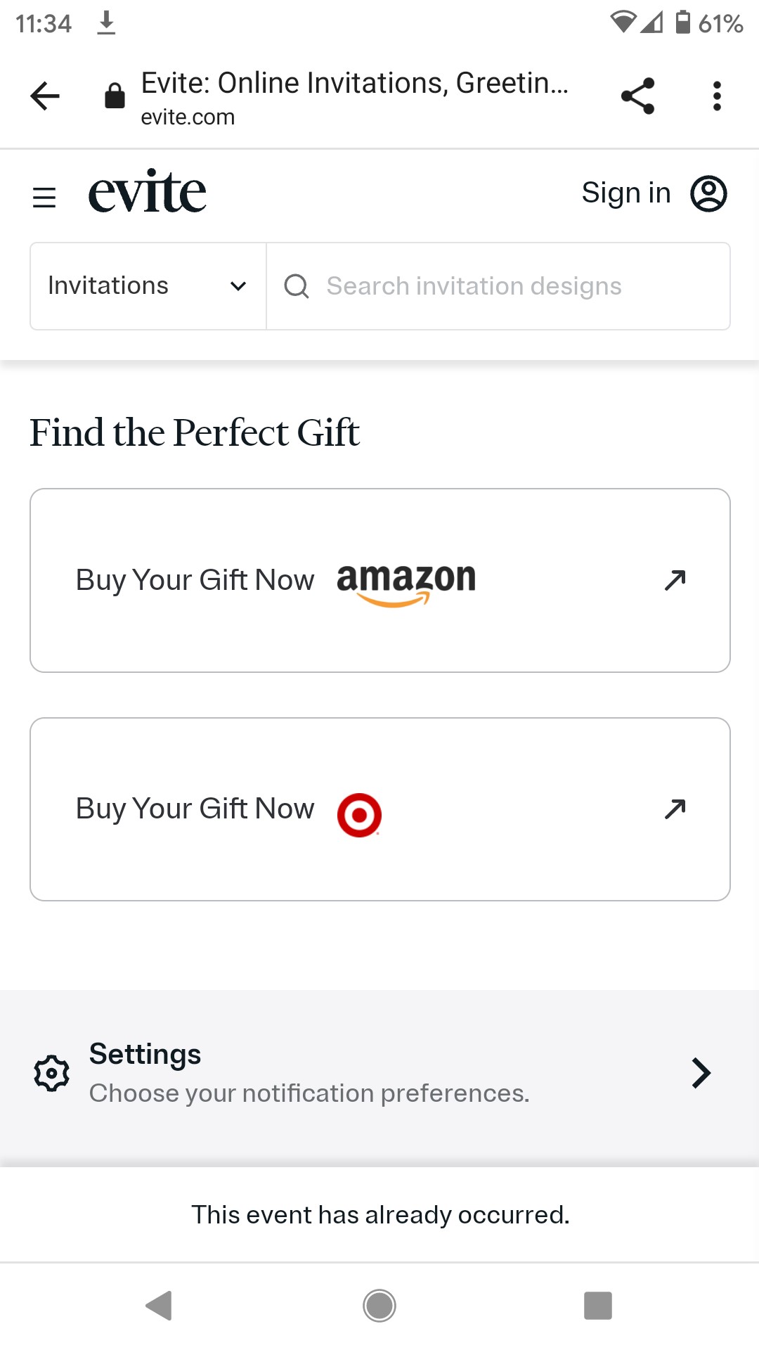 Evite prompts party-goers to buy a gift from one of its affiliate retailers.