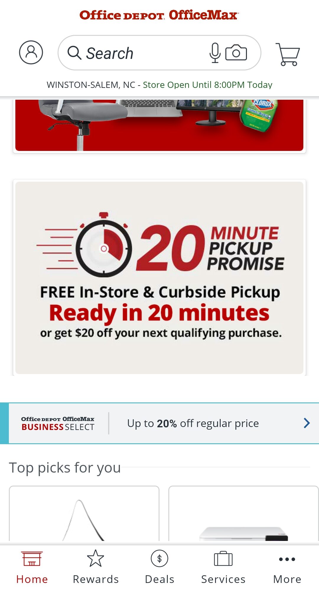 Office Depot meets its 20-minute pickup promise 98.9% of the time