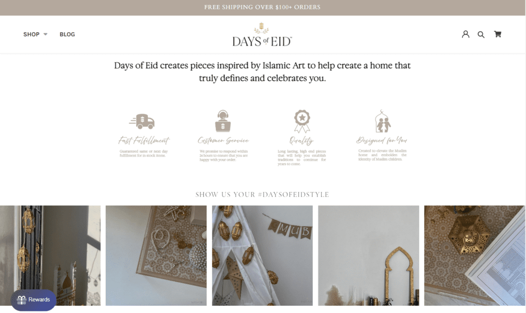 Days of Eid promotes its Islamic art "to create a home that truly defines and celebrates" Muslims.