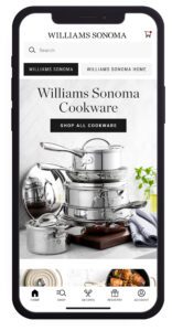 Williams Sonoma's new app features curated shopping guides.