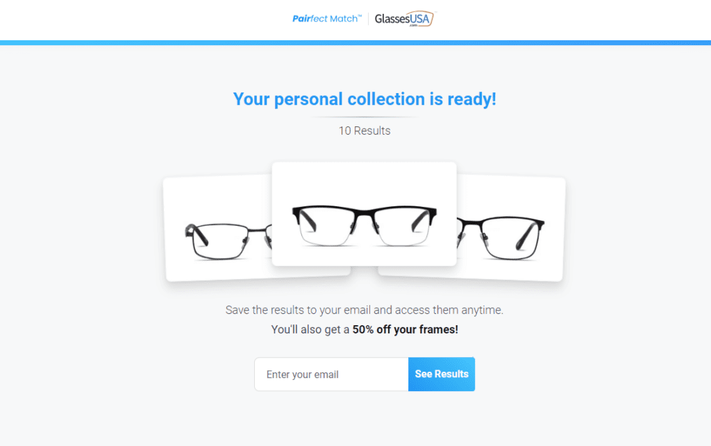 The Pairfect Match AI tool from GlassesUSA suggests frames based on consumers' preferences and facial structure.