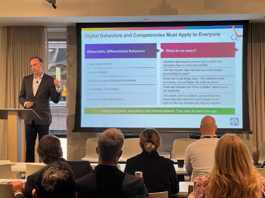 Digital transformation doesn’t happen in a vacuum, says PPG Industries chief digital officer Brad Budde, the kickoff keynote speaker at EnvisionB2B 2024 in Chicago on Sept. 12.