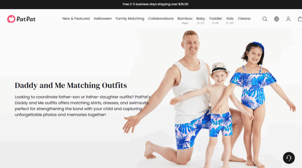 AI has been "by far the biggest game-changer" for PatPat when it comes to improving the retailer's conversion rate. | Image credit: PatPat website