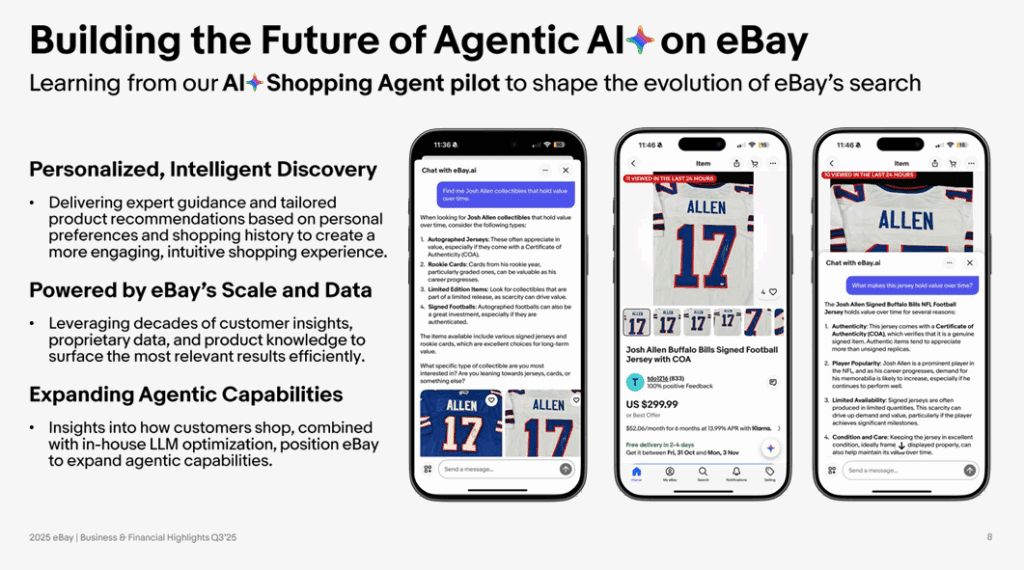 Joining a trend of Etsy, Walmart and others using OpenAI's ChatGPT, eBay is working with the AI platform to invest in agentic commerce. | Image credit: eBay Investor Relations