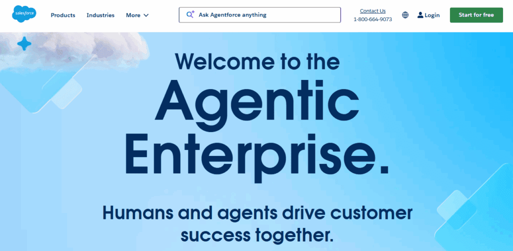 Salesforce highlights its Agentic Enterprise offering on its website, which it released in time with its Dreamforce event on Oct. 14, 2025. | Image credit: Salesforce homepage, Oct. 14, 2025