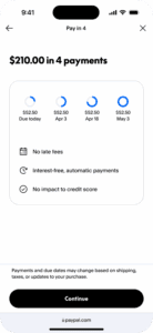 PayPal Pay in 4 screen | Image credit: PayPal press release