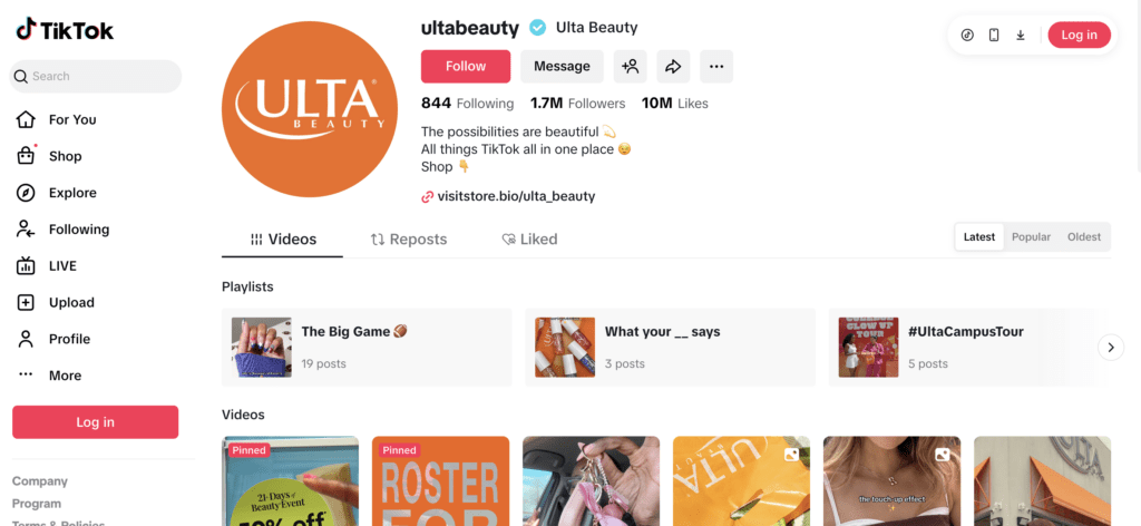 Ulta Beauty on TikTok | Image credit: Screencap from TikTok.com