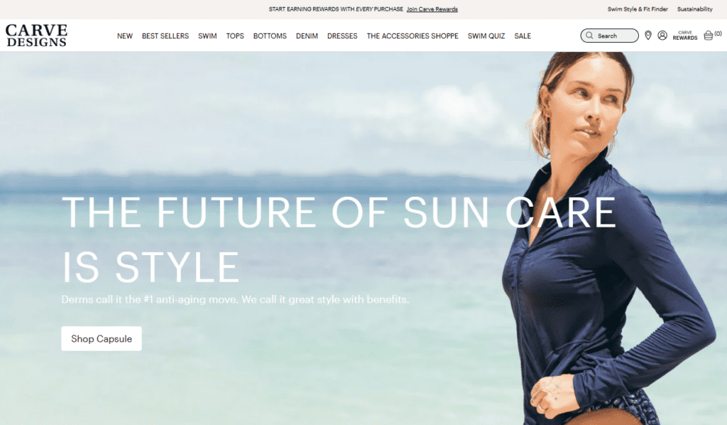 Carve Designs is "actively blocking traffic from AI agents," cofounder Thayer Sylvester told Digital Commerce 360. | Image credit: Carve Designs homepage, April 24, 2026