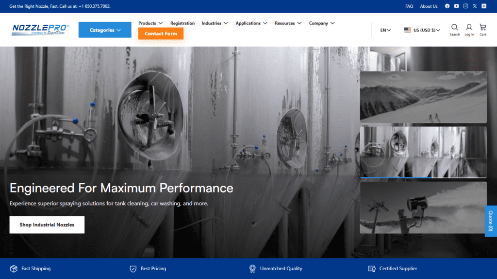 NozzlePro has upgraded its website with ecommerce functionality, as of early April. | Image credit: NozzlePro website, April 10, 2026