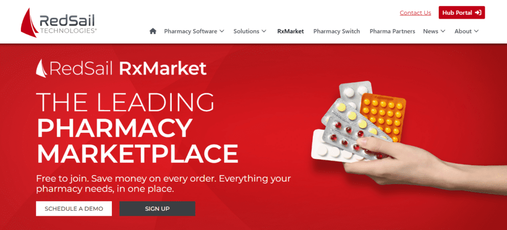 In February, RedSail had acquired PrimeRx, which had launched the B2B-focused PrimeRx Market in July 2024 (now called RxMarket). | Image credit: RedSail RxMarket website, May 26, 2026