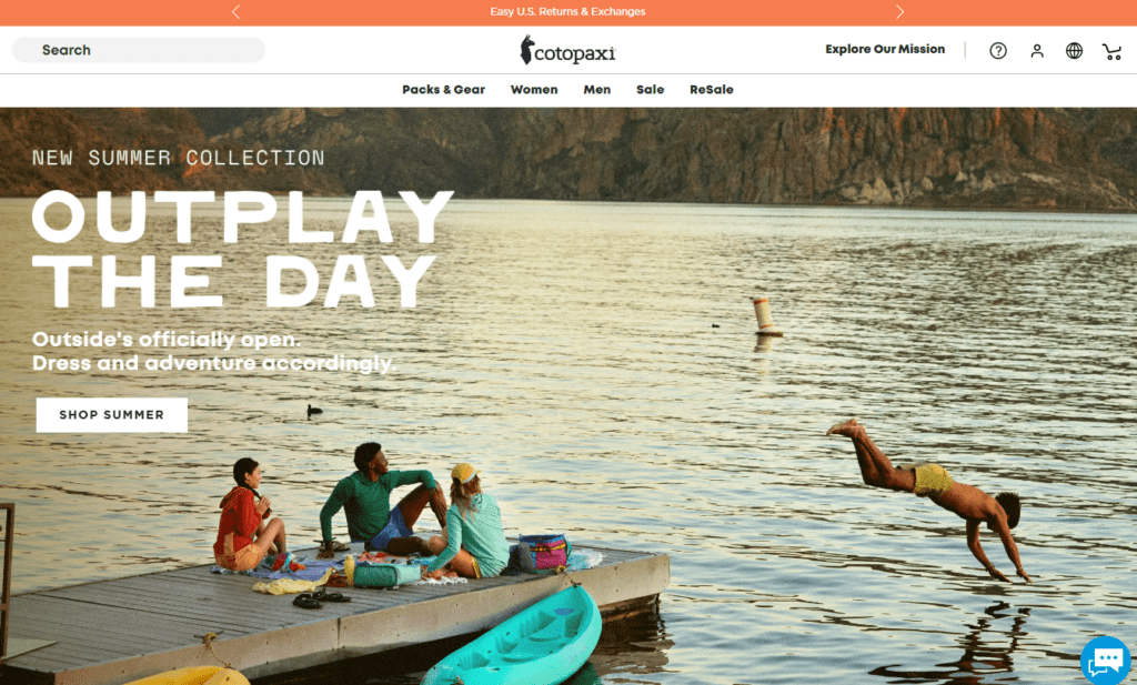 The amount of traffic and conversion that online marketplaces drove, especially at full price, surprised Cotopaxi, an executive said. | Image credit: Cotopaxi homepage, June 2026
