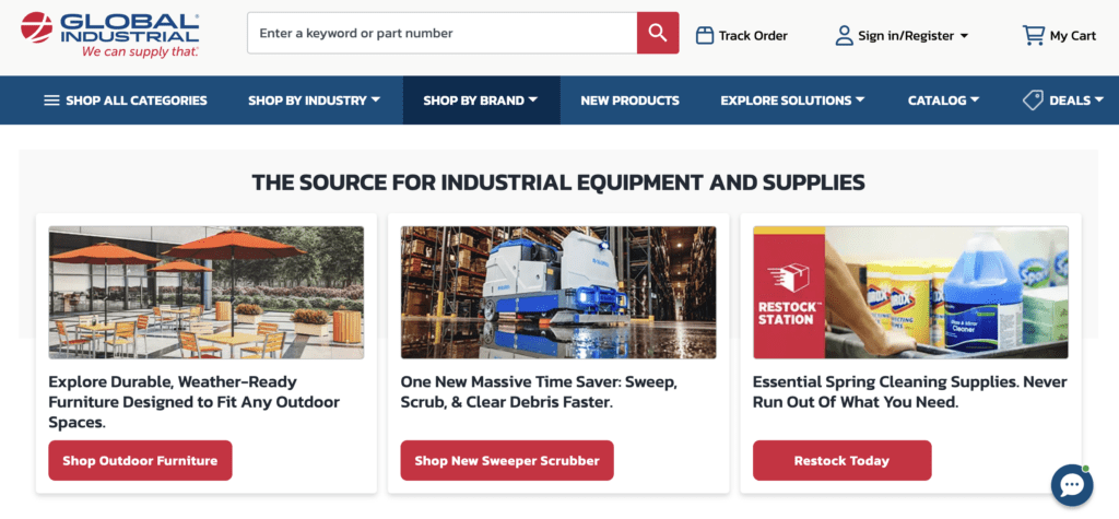 Global Industrial online sales | Image credit: globalindustrial.com screencap