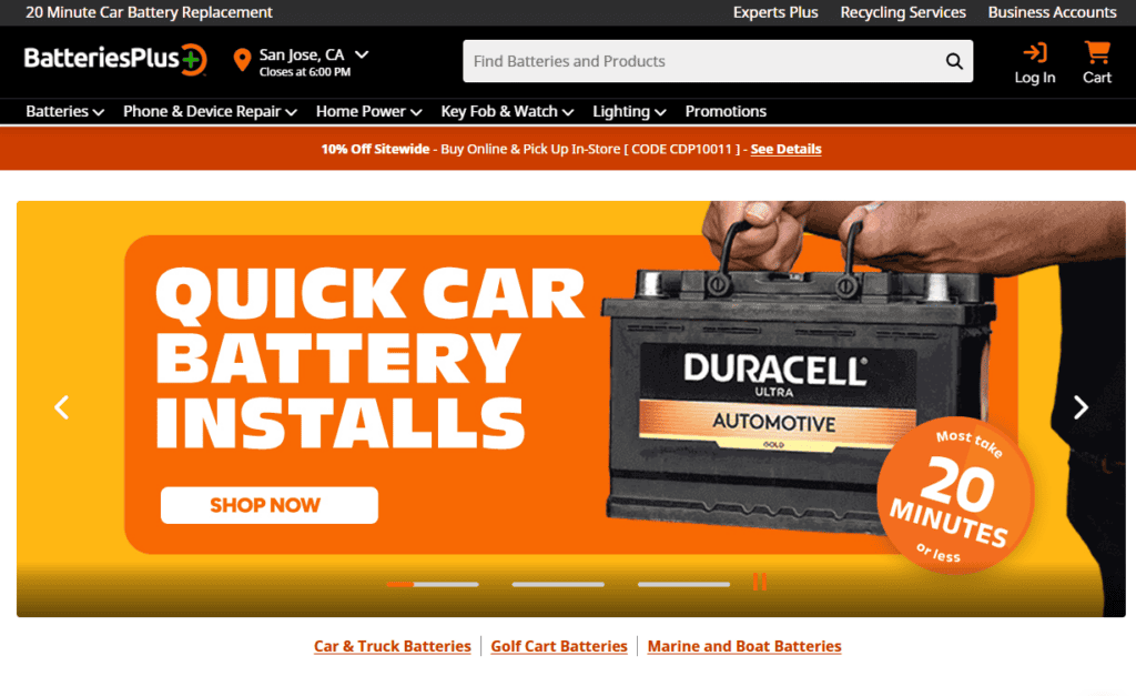 Batteries Plus has made a multi-year modernization journey that it said has positioned it to scale agentic AI across its business. | Image credit: Batteries Plus ecommerce site
