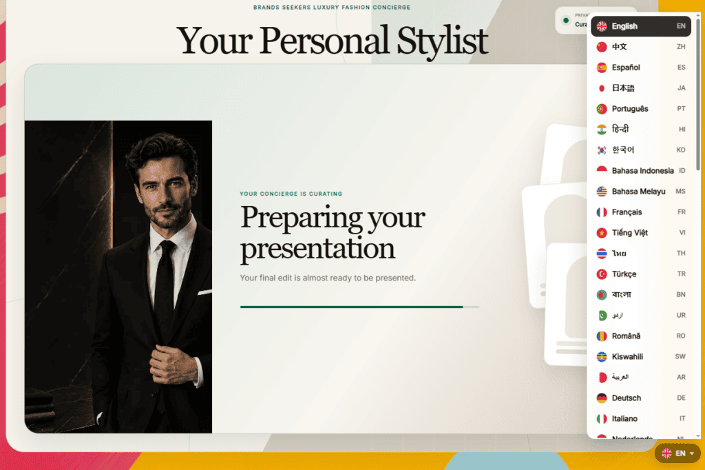 Bahrain-based fashion retailer Brands Seekers expected its artificial intelligence stylist to just be another tool on its site, but recent data indicates the AI is becoming a main feature, according to its founder. | Image credit: Brands Seekers concierge page