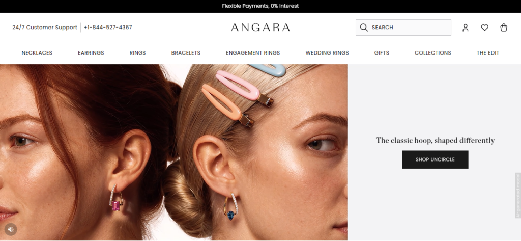 Online-only jewelry retailer Angara has been preparing for the Cyber 5 by focusing more on flexibility, according to CEO Ankur Daga. | Image credit: Angara homepage