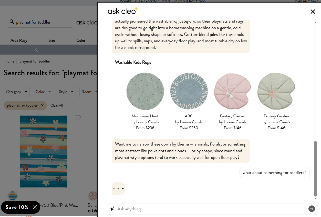 Rugs Direct adds AI assistant Ask Cleo for site search, PDP support