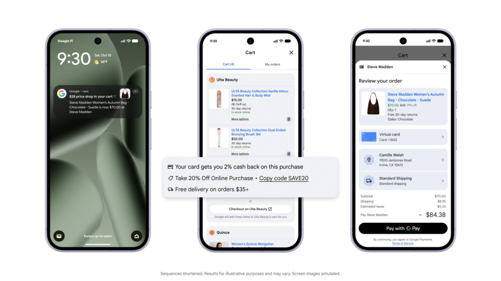 Google Universal Cart features | Image credit: Google press release